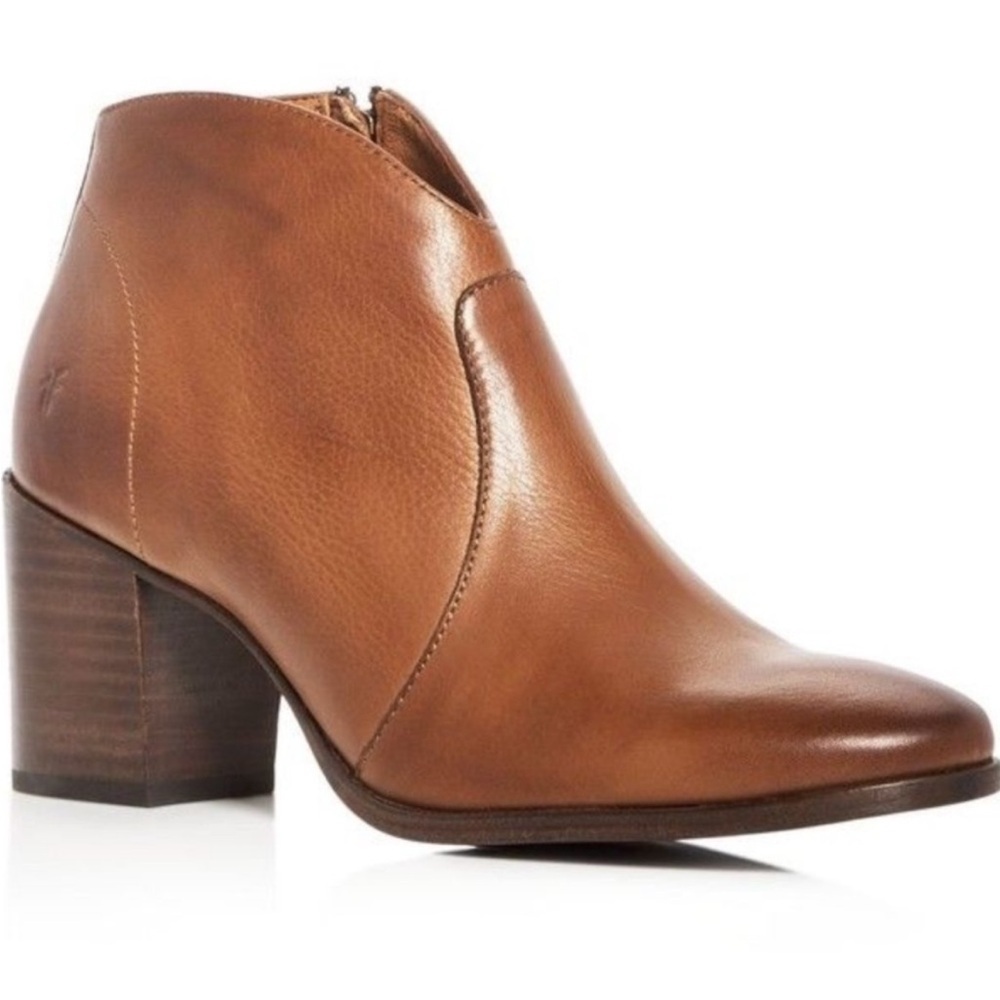 Frye Nora short zip boot brown size 9 bootie western leather pointed toe office - Picture 9 of 15